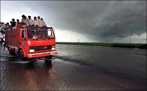 A flooded highway in Orissa.