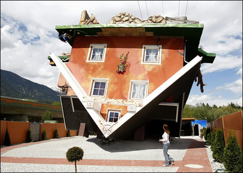 BIG attraction: A house built upside down!