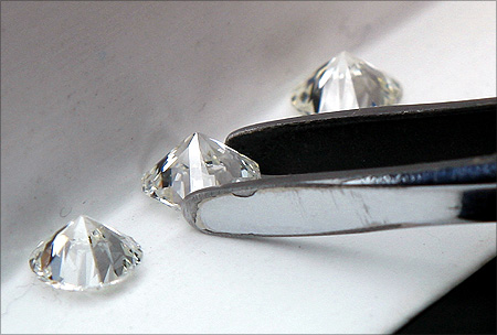 Diamonds are displayed at the certification level of the World Diamond Centre in Antwerp