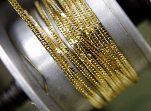 Gold necklace chains are manufactured at Japanese jewellery brand, Ginza Tanaka's original equipment manufacturer (OEM) factory in the Chiba prefecture, east of Tokyo.