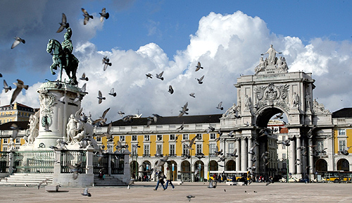 Main square of Lisbon Terreiro do Paco in Portugal