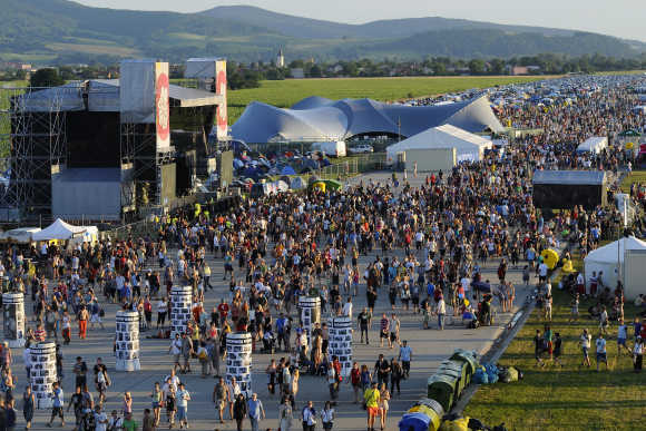 Revellers attend the Pohoda music festival at Trencin airport, 130km north of Bratislava.