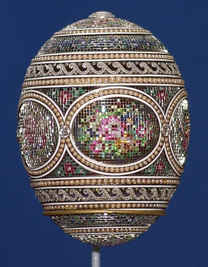 Faberge Mosaic Egg, one of four Faberge eggs among the Royal Collection of Britain's Queen Elizabeth ll.