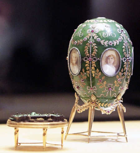he 'Alexander Palace' Egg by Faberge sits on display in the Kremlin.