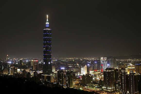 A view of the Taipei skyline shows the Taipei 101 building shortly before the city participated in Earth Hour.