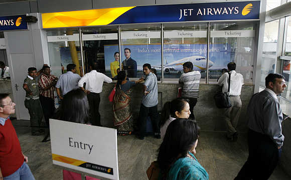 Jet Airways ticketing counters in Mumbai.