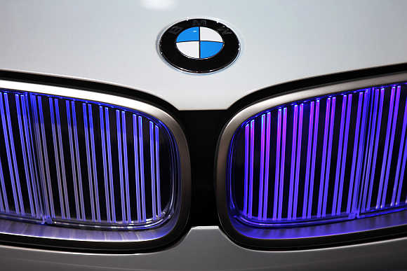 A view of the BMW logo.