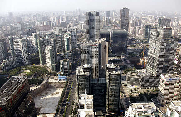 Office buildings and apartments in Beijing's Central Business District.