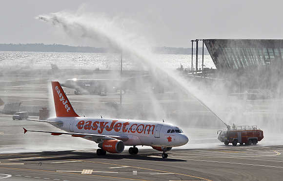 An easyjet plane in Nice, France.