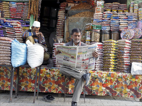 A Kashmiri shop owner in Srinagar.