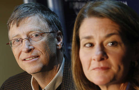 Bill Gates with wife Melinda at Davos, Switzerland.