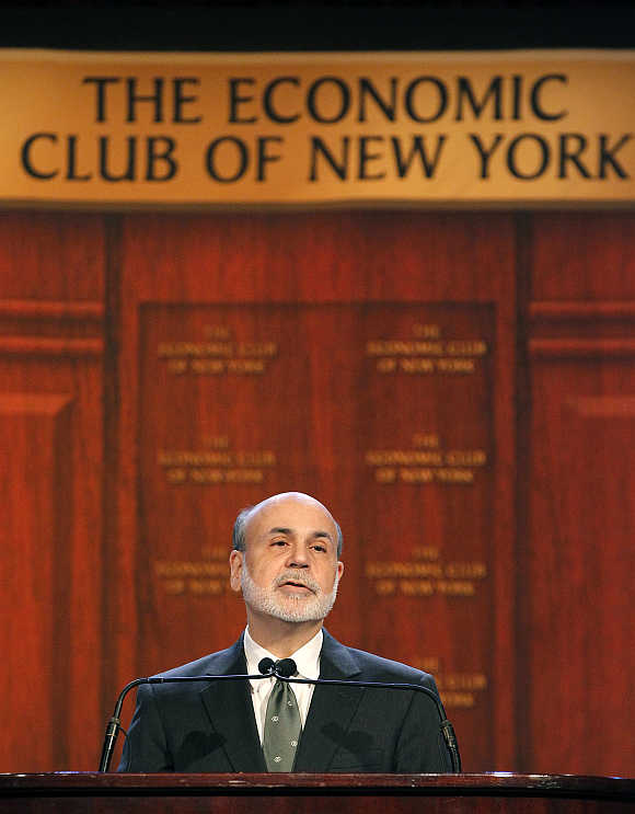 Ben Bernanke at the Economic Club of New York in New York.