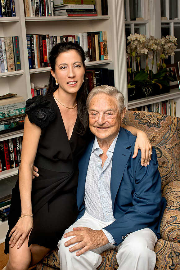 George Soros and girlfriend Tamiko Bolton in Southampton, New York.
