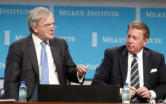 Willem Buiter, left, with Terry Duffy, Executive Chairman, CME Group, in Beverly Hills, California.