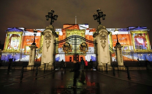 The Buckingham Palace was all lit up for the 2012 Olympics.