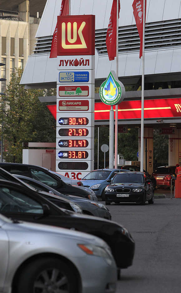 A Lukoil petrol station in Moscow.