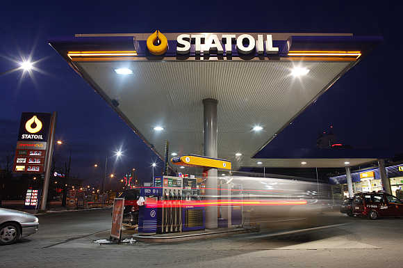 A Statoil petrol station in the centre of Warsaw, Poland.