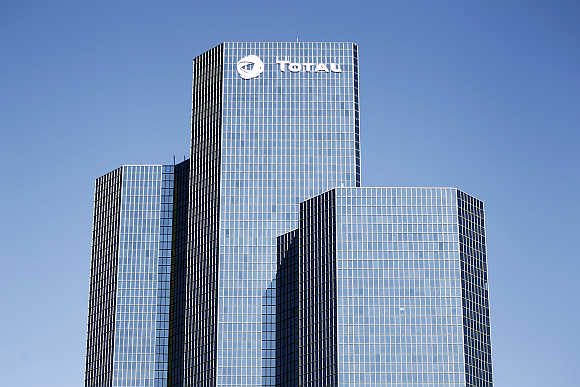 View of French oil giant Total headquarters in the financial district of La Defense near Paris.