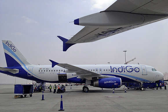 An IndiGo Airlines A320 aircraft at Bangalore International Airport in Bangalore.