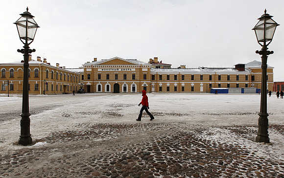 A pedestrian walks past the Monetny Dvor mint in Peter and Pawel Fortress, St Petersburg. Photo is for representation purpose only.