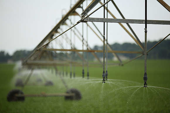 A pivot-irrigation system in Mill Creek, Indiana, United States.