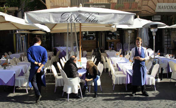 A restaurant in downtown Rome.