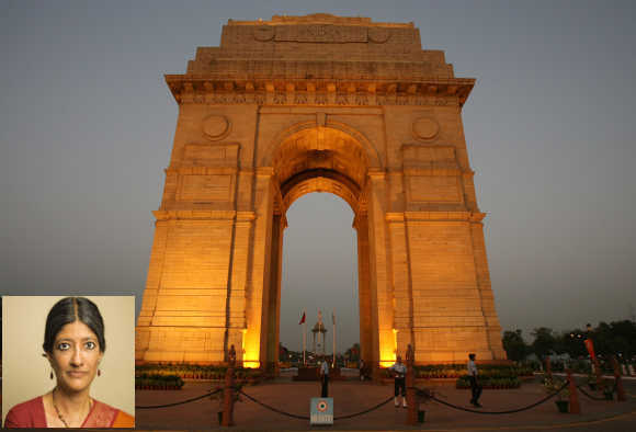 Jayati Ghosh (inset). A view of the India Gate in New Delhi.