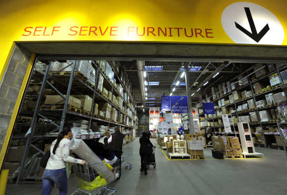 A view of Ikea's self service area at the Wembley branch in west London.