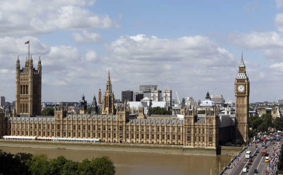 A view of the Houses of Parliament in London.