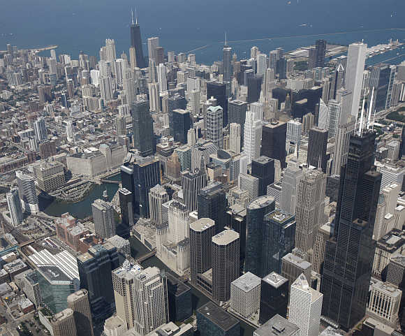 A view of the Chicago skyline in United States.