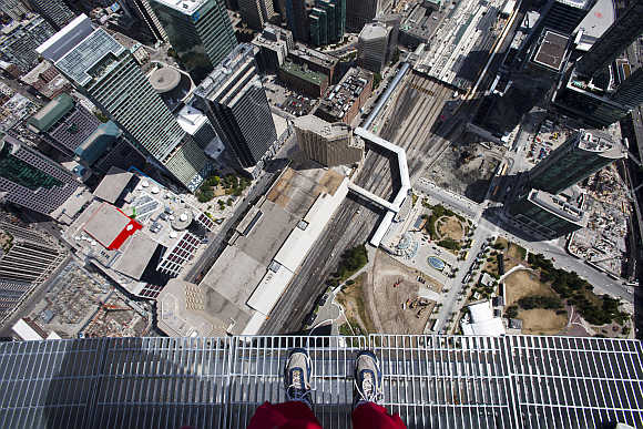 A view from the top of the CN Tower in Toronto, Canada.