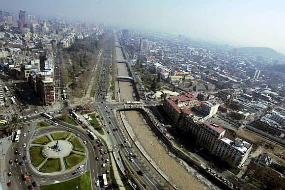 A view of Santiago City in Chile.