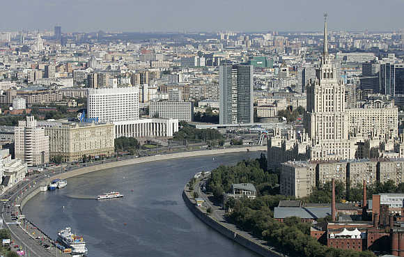 A view of the Moscow River in the centre of Russian capital.