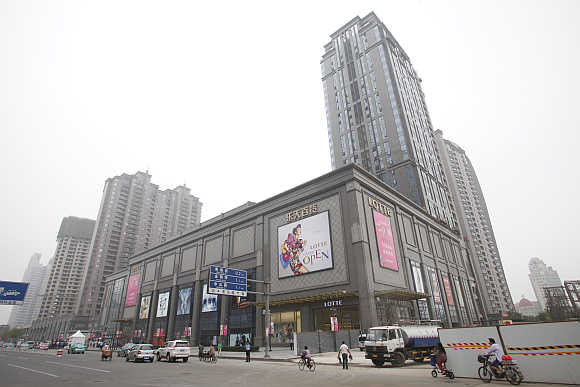 A view of the Lotte Department Store in Tianjin, China.