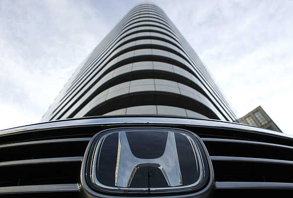 Logo of Honda Motor Co, Japan's second-biggest carmaker, is pictured in front of the company's headquarters in Tokyo.