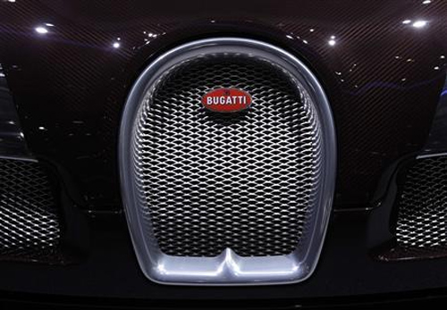 A Bugatti logo is pictured on the new Veyron Grand Sport car at the 82nd Geneva Auto Show at the Palexpo Arena in Geneva.