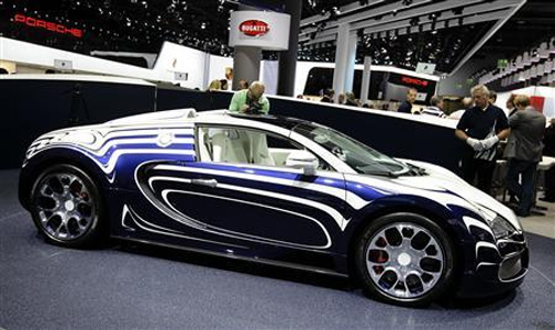 The Bugatti Veyron L'Or Blanc is seen at the International Motor Show in Frankfurt.