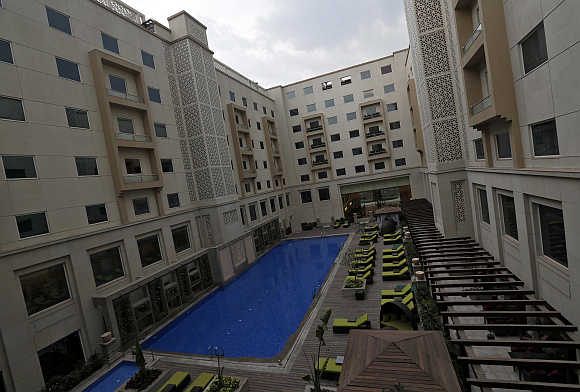 A view of the Lemon Tree Premier hotel, located outside the Indira Gandhi International Airport, in New Delhi.