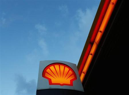 A Shell logo is seen at a petrol station.