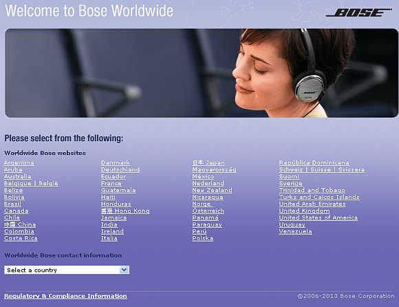 A view of Bose's website.