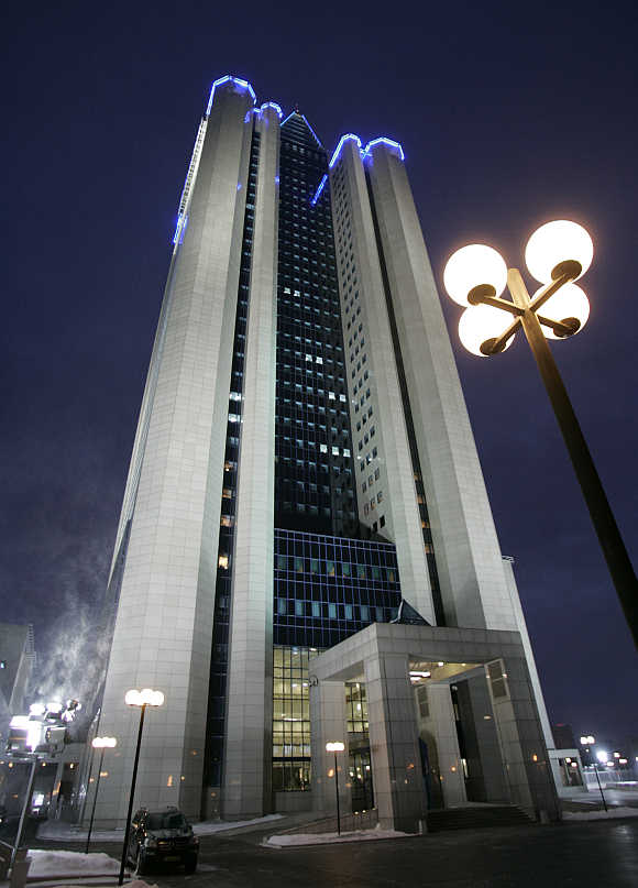 A view of Russian gas monopoly Gazprom's headquarters in Moscow.