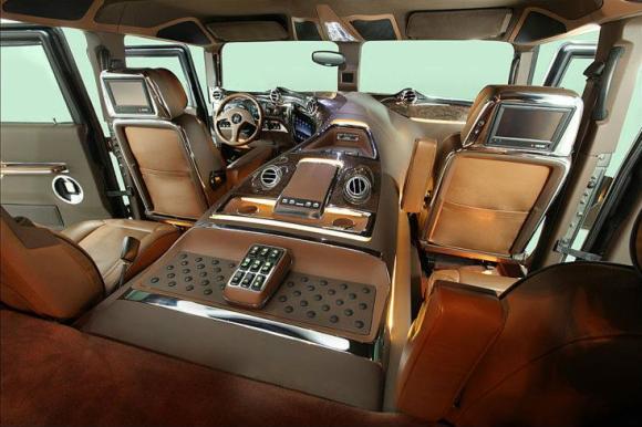 Interior of DC modified Hummer.