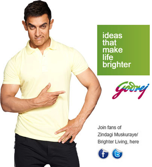 Aamir Khan endorses the Godrej brand.