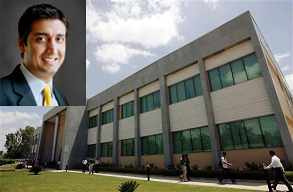 Employees walk in the Wipro campus in Bangalore. Inset: Rishad Premji.