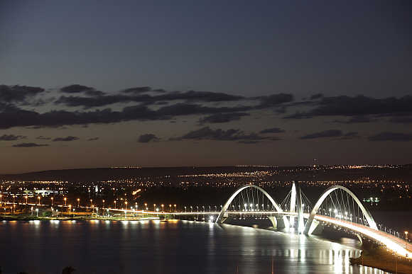 Juscelino Kubitschek bridge in Brasilia, Brazil.