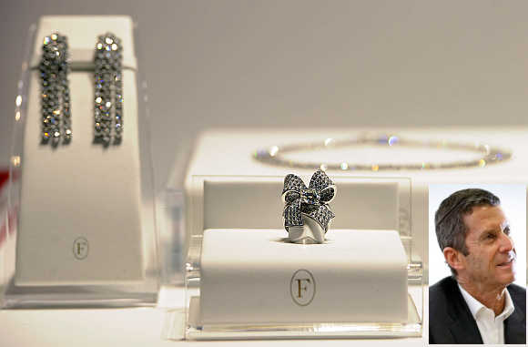 Diamond jewellery in Milan, Italy. Inset, Beny Steinmetz.