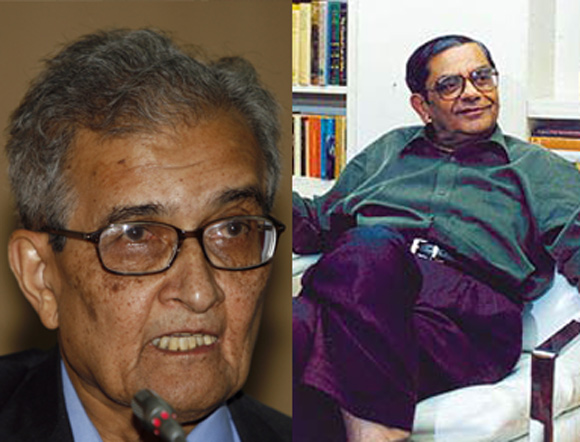 Amartya Sen, left, and Jagdish Bhagwati.
