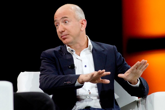 Amazon.com Chief Executive Officer Jeff Bezos speaks.