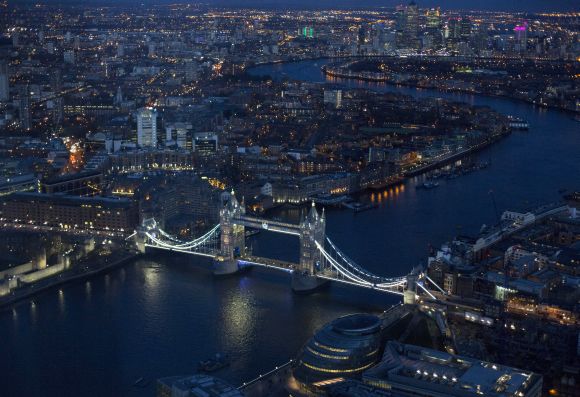 Tower Bridge is pictured from The View gallery at the Shard, western Europe's tallest building, in London.