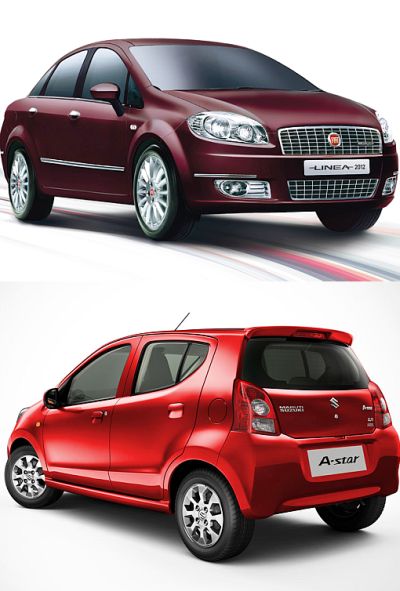 Fiat Linea (Top) and Maruti A Star.